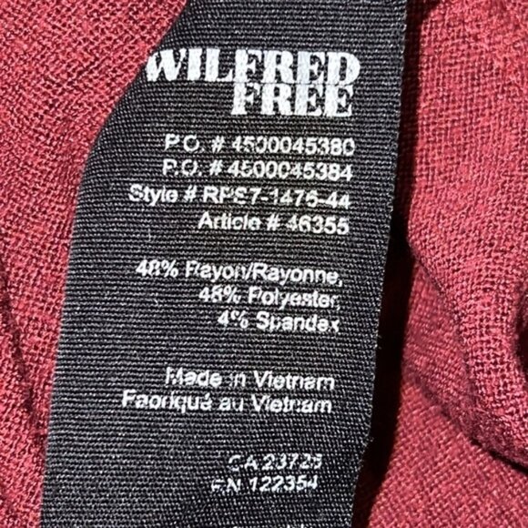 Aritzia Wilfred Free v-neck Oversized Burhundy Red jersey tee size XS - Picture 10 of 10